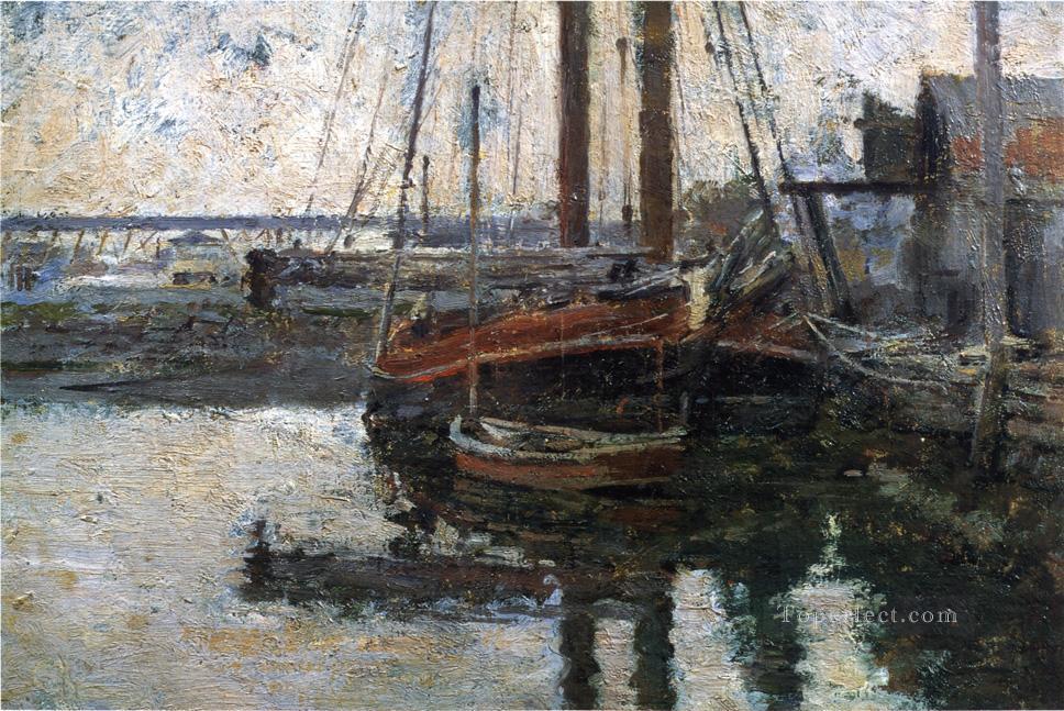 Coal Schooner Unloading impressionism boat Theodore Robinson Oil Paintings